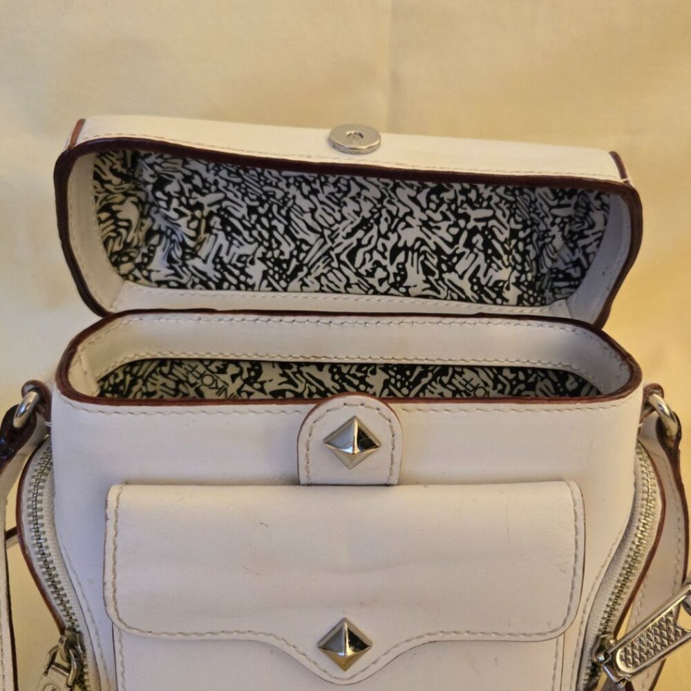 Ivory White Leather Rebecca Minkoff Crossbody Bag Great Style Retail Value $98 - Picture 4 of 16